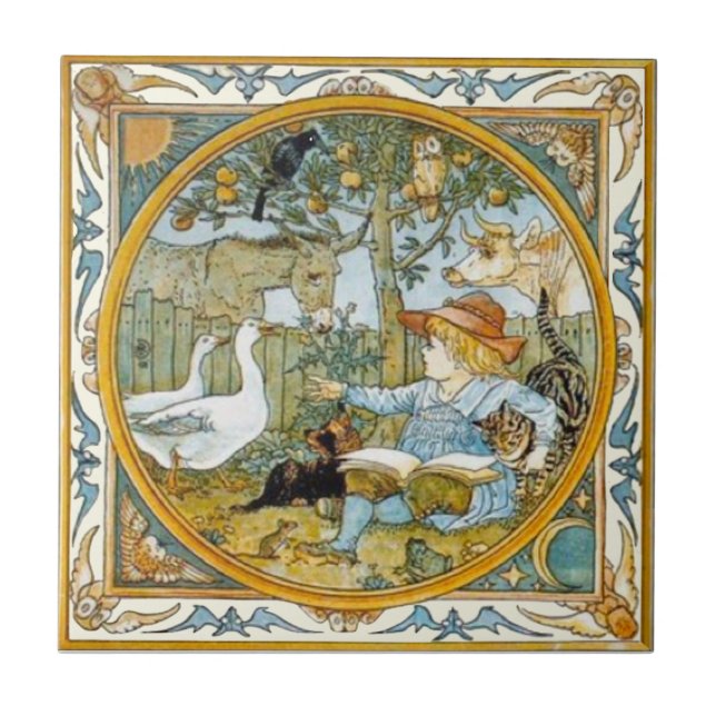 Leitura infantil aos animais Walter Crane Repro (Frente)
