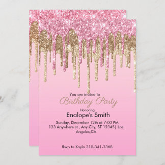 Leitura rosa e Dourada pica o convite de aniversár