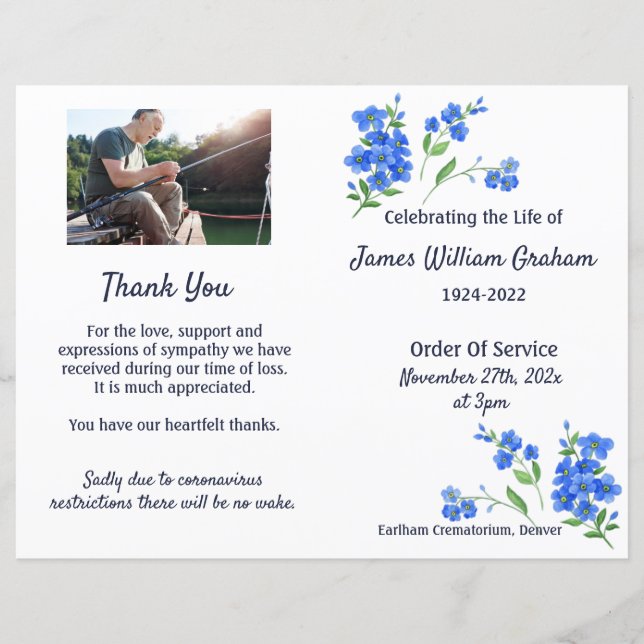 Lembrança do Programa de Ordem de Serviço Funeral (Frente)