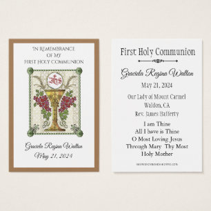 Lembrança do Santo Cartolo Chalice Primeira Comun