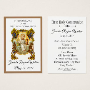 Lembrança do Santo Carvalho Jesus Primeira Comunh