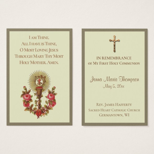 Lembrança Santa Cartola Chalice Primeira Comunhão  (Frente & Verso)