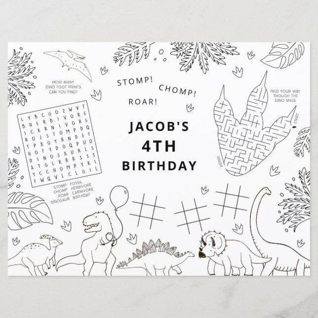 Lembrancinha de aniversário de dinossauro para col (Frente)