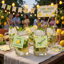 Etiquetas de Bebida para Festa de Limão de Verão