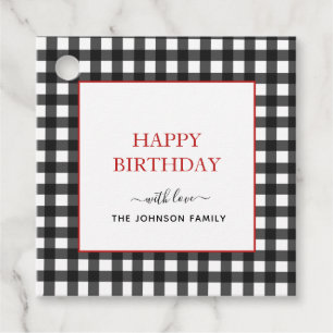 Lembrancinhas Etiquetas de presente de aniversário para Gingham 