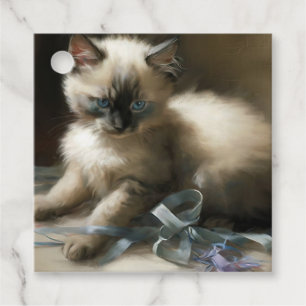 Lembrancinhas Etiquetas para presentes do Kitten Siamês