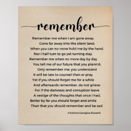 Lembrar Poster vintage Poem
