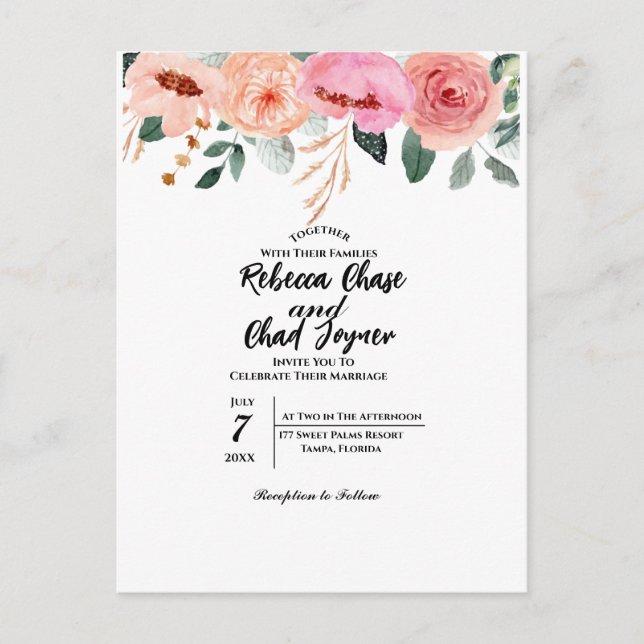 Lembre-se do Convite de Casamento Flor (Frente)