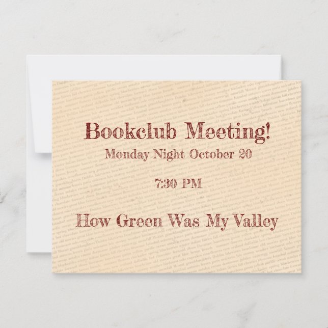 Lembrete do Bookclub (Frente)