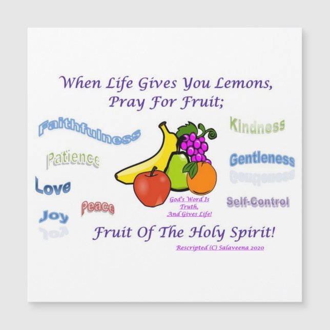 Lembrete doce das Frutas do Espírito Santo (Frente)