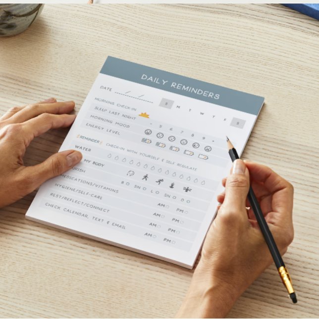 Lembretes diários sobre o Bloco de Notas ADHD (adhd, adhd notepad, neurodivergent, daily reminders, notepad, custom notepad, )