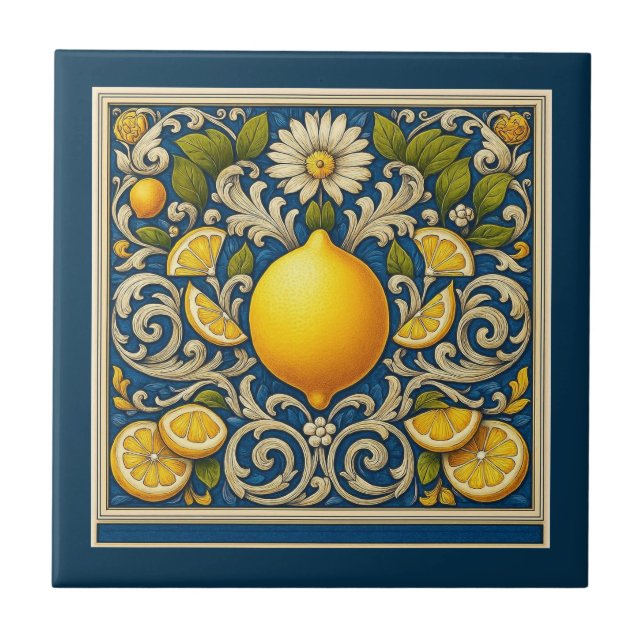 Lemon Almafi Blue Mediterranean Art Nouveau (Frente)