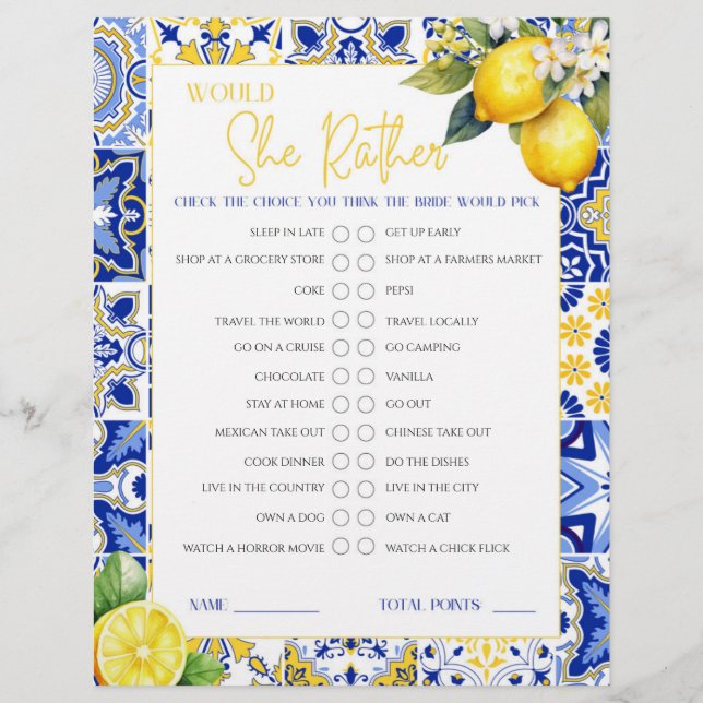 Lemon Amalfi Ela Preferencialmente Jogo De Chá de  (Frente)