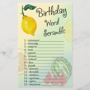 Lemon Birthday - Jogo do Word Scramble