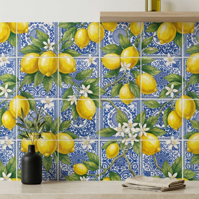 Lemon Blue French Country Watercolor (Criador carregado)