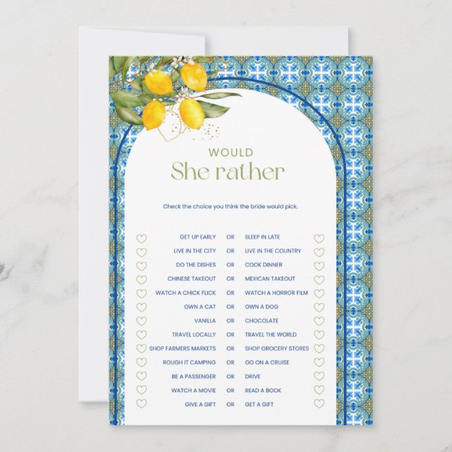 Lemon Chá de panela Ela Preferencialmente Cartão D (Frente)