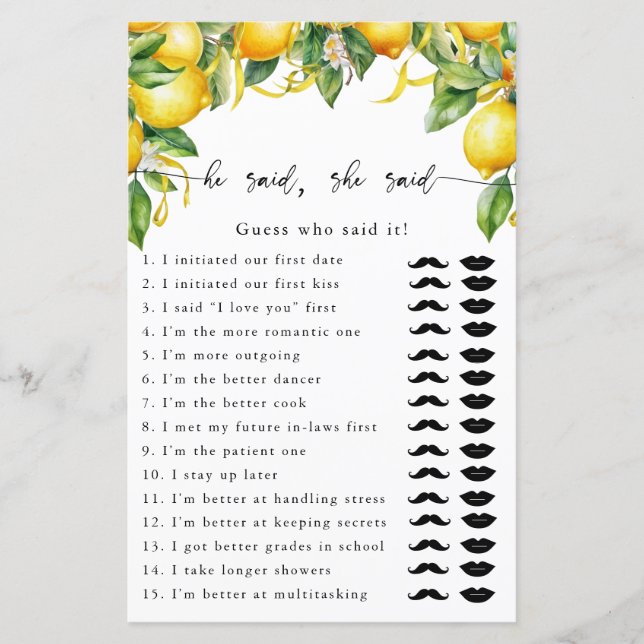 Lemon Citrus Disse Que Disse Jogo (Frente)