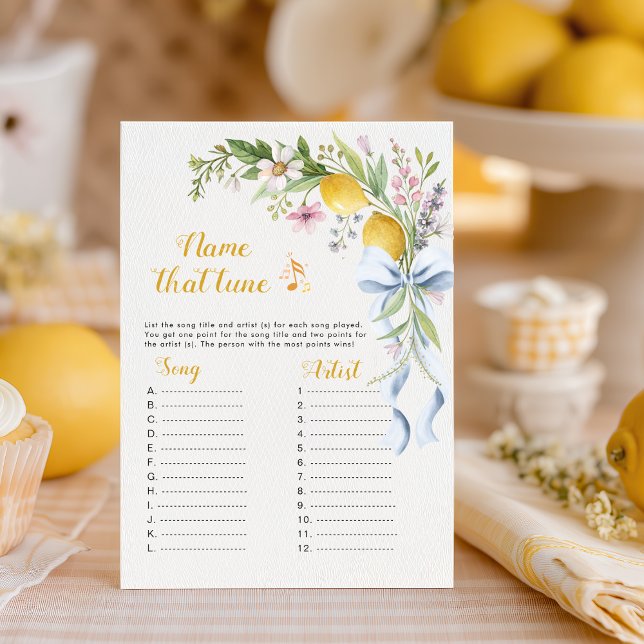Lemon Citrus Name That Tune Bridal Shower Game  (Criador carregado)