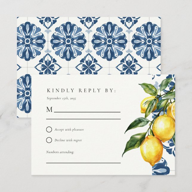 Lemon Citrus Positano Casamento Italiano RSVP (Frente/Verso)