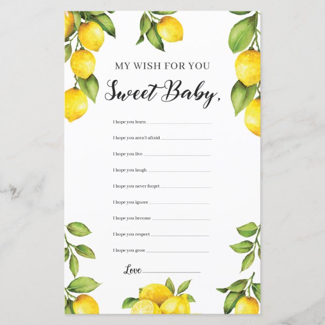 Lemon De Verão, Meus Desejos Para O Jogo Do Bebê (Frente)