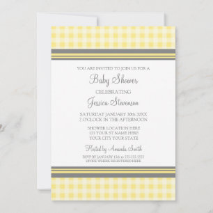 Lemon Gingham - Convites Personalizados para Bebê