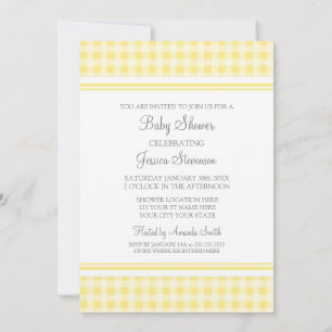 Lemon Gingham - Convites Personalizados para Bebê