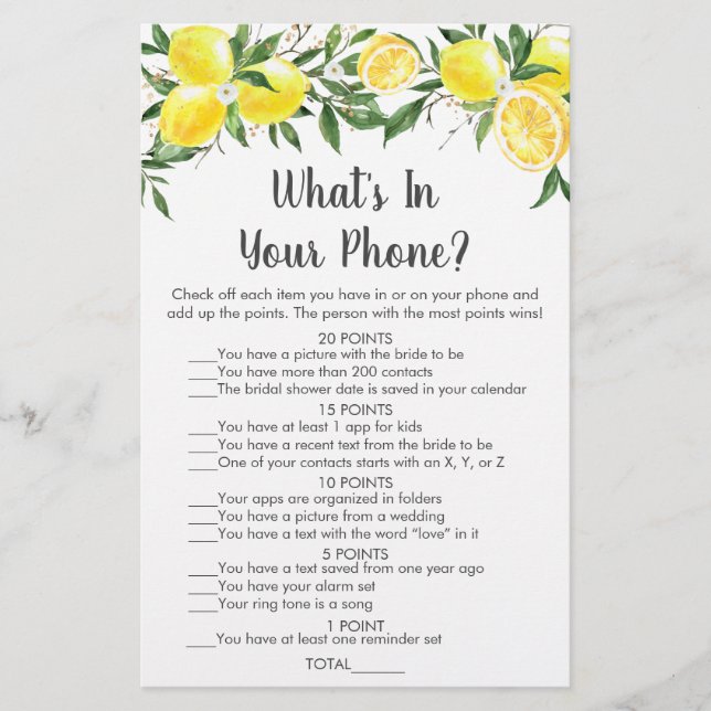 Lemon Greenery Dourado O que há no seu jogo telefô (Frente)