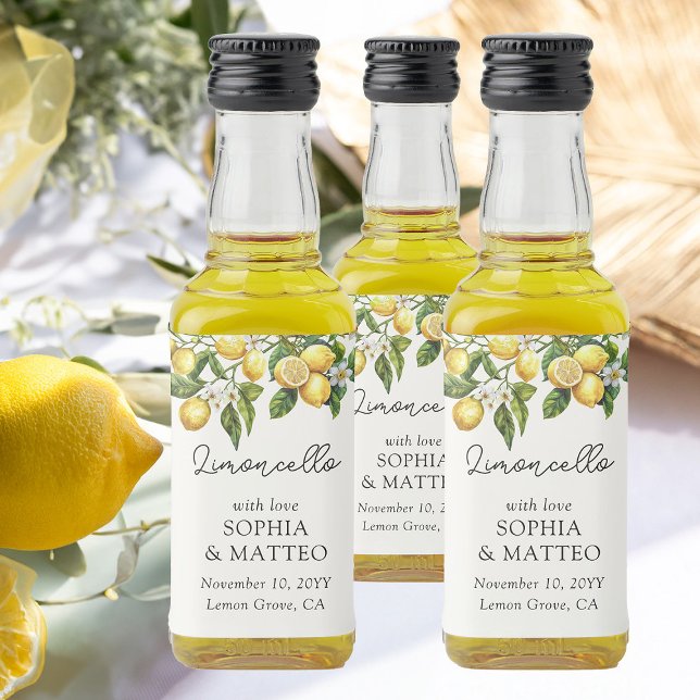 Lemon Grove - Casamento Italiano Limoncello Favor (Limoncello favor bottle labels from the Lemon Grove Wedding Collection by Darling & May)