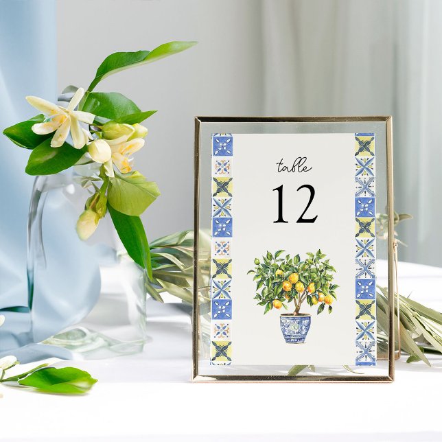 Lemon Grove Italiano Inspirou Número da Tabela Cas (Wedding Table Number from the Lemon Grove Wedding Collection by Darling & May)