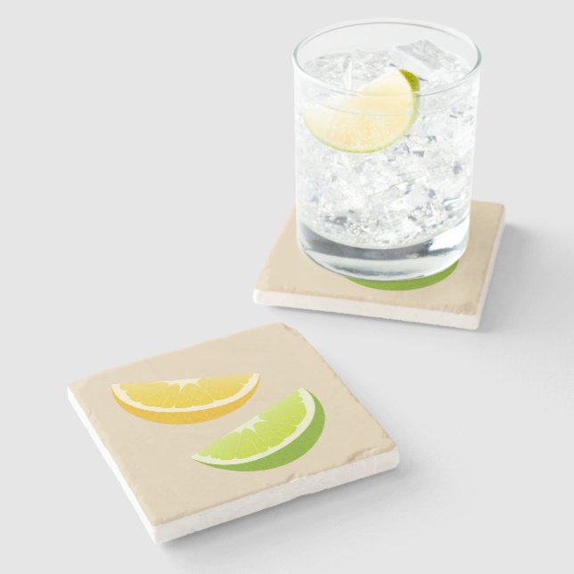 Lemon & Lime Citrus Porta-Copos de Pedra (Lateral)