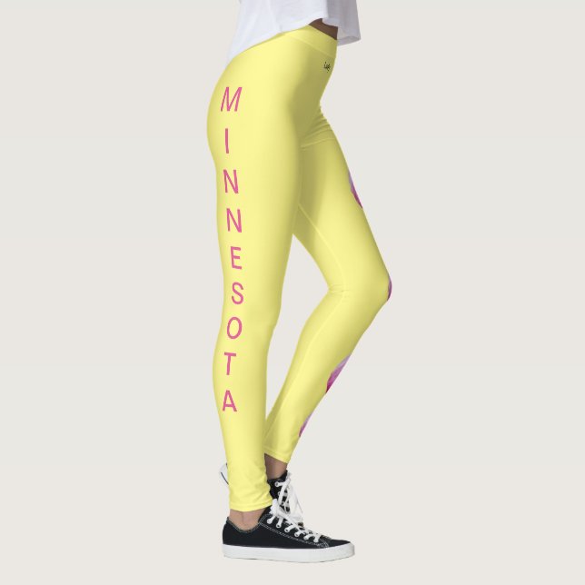Lemon Minnesota State Lady Slipper Flower Leggings (Direita)