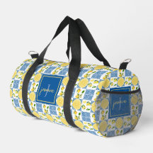 Lemon Monogram Name French Country Tile Pattern