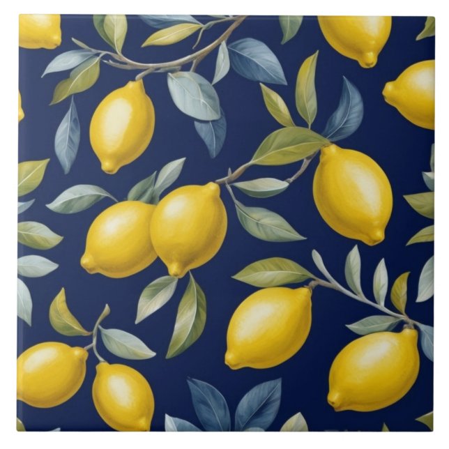 Lemon Pattern on Dark Navy Blue (Frente)
