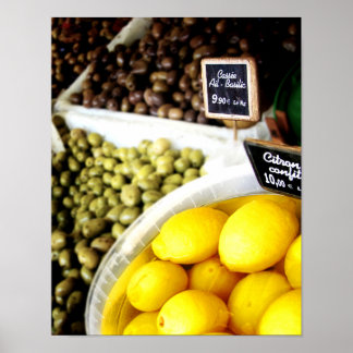 Lemon Yellow France Market Kitchen Poster