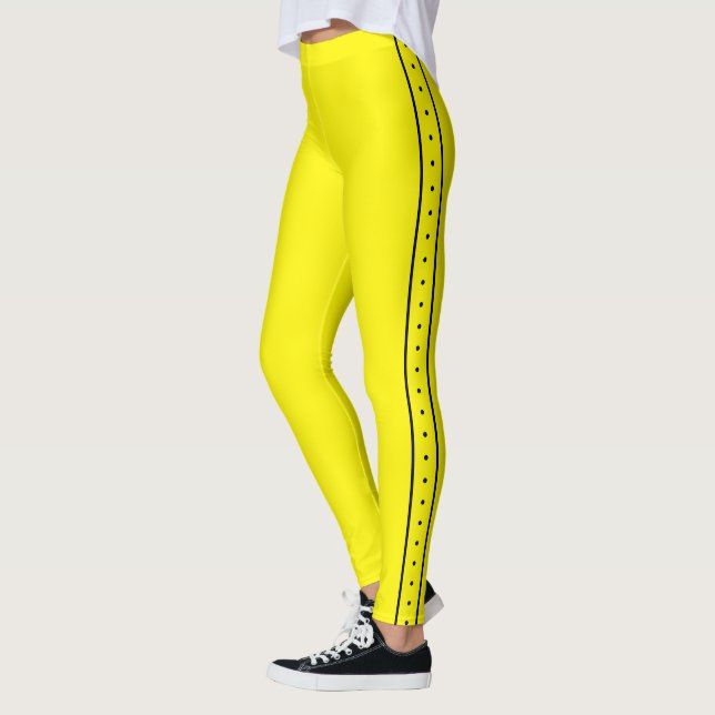 Lemon Yellow Leggings with Black Side Stripe (Esquerda)