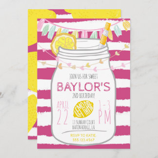 Lemonade Mason Jar Birthday Convite