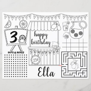 Lemonade Placemats, folha de atividade de limonada
