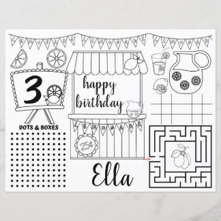 Lemonade Placemats, folha de atividade de limonada