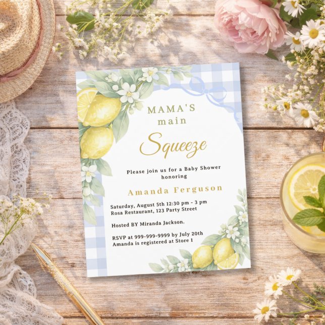 Lemons squeeze bow boy Baby Shower invitation (Criador carregado)