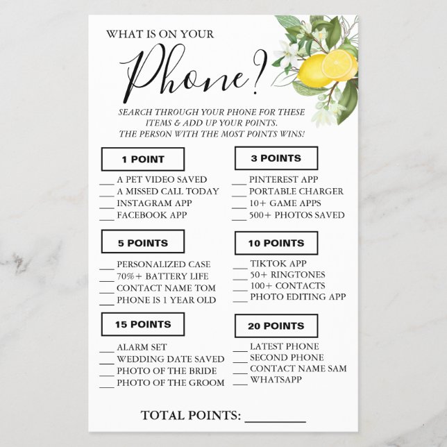 Lemony O que está no seu cartão de Chá telefônico? (Frente)