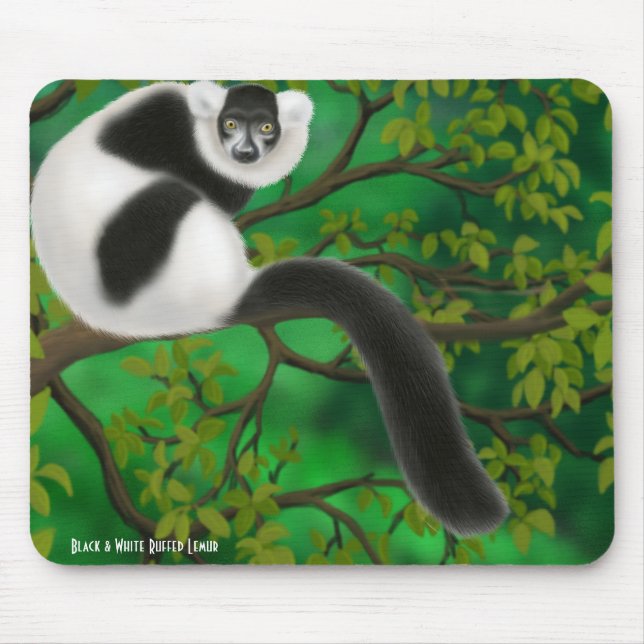 Lemur preto e branco Mousepad de Ruffed (Frente)