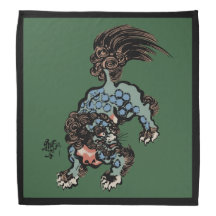 Chinês Vintage Leão Shi em Verde Caçador