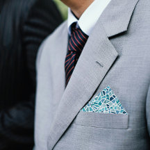 Lenço de Bolso de Mosaico Azul Turquesa Egeu para