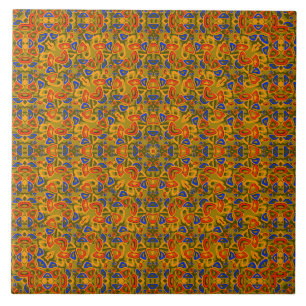 Lenço de mão laranja com padrão multicolorido bril