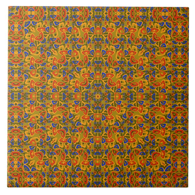 Lenço de mão laranja com padrão multicolorido bril (Frente)