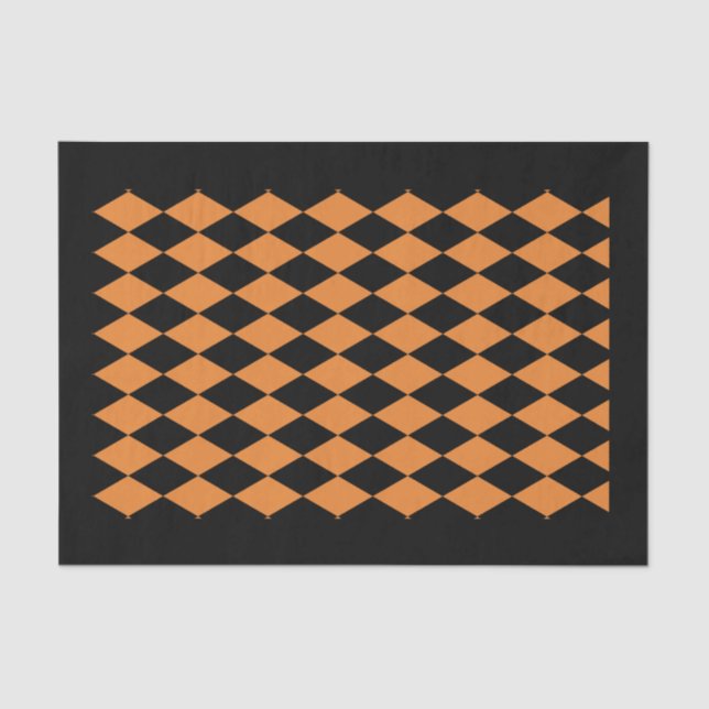 lenço de papel 10lb, PRETO do HARLEQUIN & LARANJA (Frente )