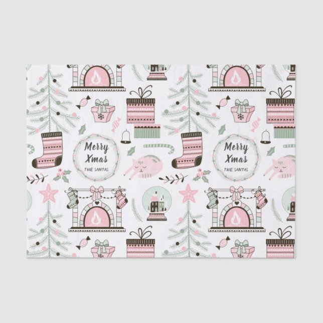 Lenço de papel acolhedor do teste padrão do Natal (Frente )
