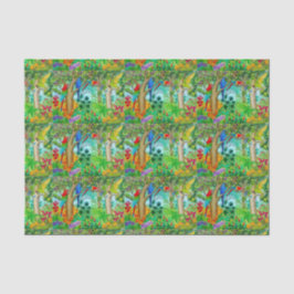 Lenço de papel da arte da selva do papagaio do