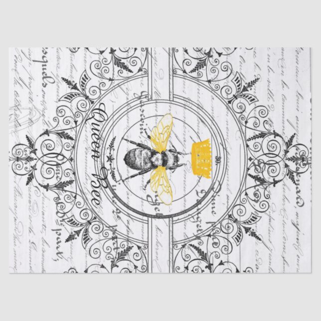 Lenço de papel de Decoupage da abelha de rainha (Frente )