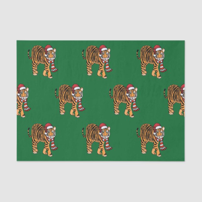 Lenço de papel do tigre do Natal (Frente )